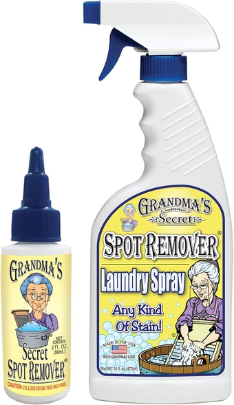 Spot Remover Laundry Spray - Chlorine, Bleach and Toxin-Free for Clothes - Fabric Stain Remover Removes Oil, Paint, Blood and Pet Stains - 16 oz & 2 oz Combo, DuoPack