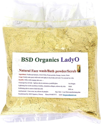 Organics LadyO Natural Herbal Women face wash & Bath Powder/Scrub - 50 gm