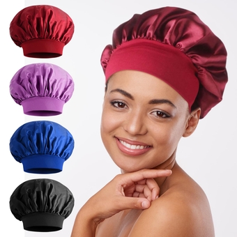Silk Bonnet, 4 PCS Satin Bonnet for Sleeping Soft Elastic Band Hair Bonnets for Women Large Sleep Cap Hair Wrap for Curly Hair