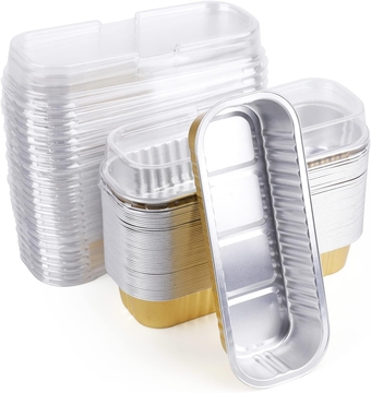 50 Pack Mini Loaf Pan with Lid, 6.8 OZ Disposable Aluminum Foil Baking Pan Bread Tins Baking Cups Muffin Tins Cupcake Cups for Baking Cakes Bread Loaf Brownie