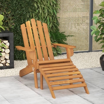 Patio Adirondack Chair with Footrest Solid Wood Acacia-6407