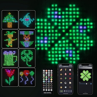 Smart Curtain String Lights, 400LED RGB Hanging Fairy Light, DIY Custom Pattern Word, 144 Festival Themes, Music Sync, Timer Function, APP Remote Control, Outdoor Christmas Decorations