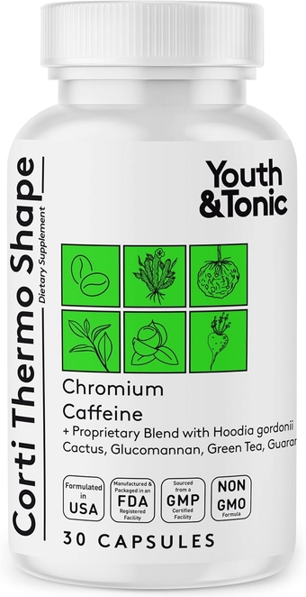 &  Thermogenic Supplement 30 Capsules as Advanced Diet Support for Energy Metabolism Focus Cravings for Men and Women with Caffeine Chromium Glucomannan Guarana Hoodia Gordonii