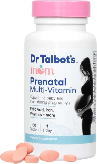 Mom Prenatal Multi-Vitamin Daily Supplement - Folic Acid, Iron, Vitamins, and More - 60 Tablets