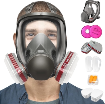 Full Face Paint Respirator Mask, Gas Mask for Chemical Gases, Dust, Sanding, Survival, Woodworking