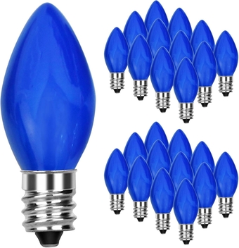 25 Pack C7 Blue Replacement Bulbs, 5 Watt Blue Ceramic Christmas Light Bulbs, C7 Incandescent Bulbs for Wedding,Outdoor,Home,Christmas Decor, E12 Base Bulb