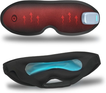 Heated Eye Mask Rechargeable Cordless Eye Warmer with 3D Contoured and Zero-Pressure Design, Electric Sleep Mask for Dry Eyes with Hot and Cold Compresses (Black)