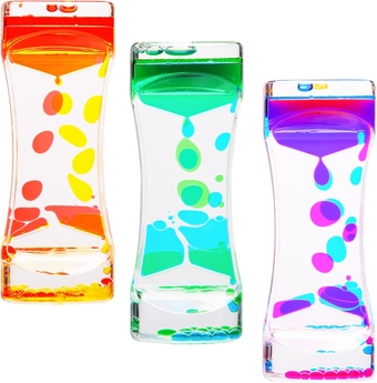 Liquid Motion Bubbler, 3 Pack Kids and Adults Relax Sensory Toys,Stress Relief Fidget Water Timers,Colorful Hourglass,ADHD Anxiety Autism Activity,Home Office Desk Decor