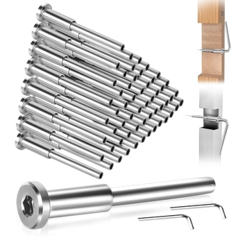 60 Pack 1/8" Invisible Cable Railing Kit and 2 Pcs Allen Wrench, 1/8" Cable Railing Hardware, T316 Stainless Steel Swage Tensioner 1/8" Invisible Receiver and Swage Stud End for Wood Metal Post