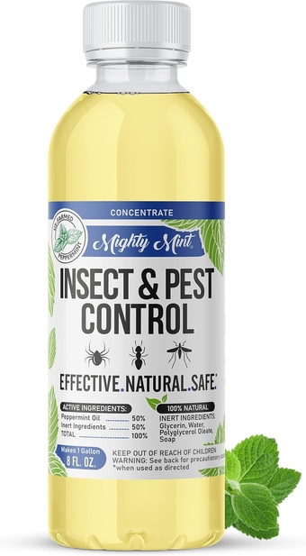 Insect & Pest Control Peppermint Concentrate 8 oz - Makes 1 Gallon - Plant-Based Formula Kills and Prevents Spiders, Ants, Flying Insects, and More