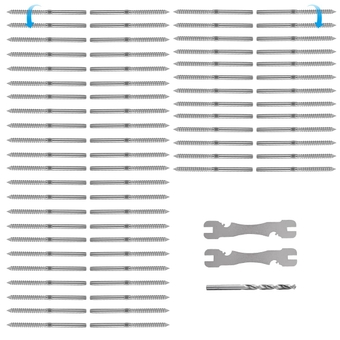 72 Pack Swage Lag Screws Left & Right for 1/8" Cable Railing, T316 Stainless Steel Swage Lag Screws, Cable Railing Kit for Wood Metal Posts Stairs Deck Balusters, Includes Drill Bit Wrench