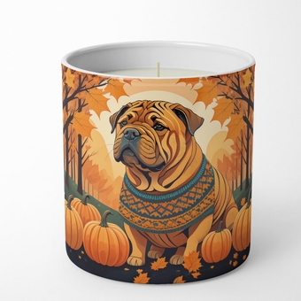 DAC1070CDL Shar Pei Fall Decorative Soy Candle Nature Soy Wax Essential Oil Home Decor Ideal for Bedroom Kitchen Bath Office Gift, 10 oz