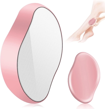 Crystal Hair Eraser for Women and Men, Reusable Crystal Hair Remover, Painless Exfoliation Crystal Hair Removal Stone, Magic Hair Eraser for Legs Arms Back - Pink