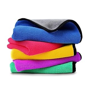 Car Wash Microfiber Cleaning Cloth - 5Pcs Microfiber Towels Cleaning Supplies for Home Kitchen Towels Absorbent Window Cle...