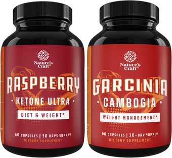 Bundle of Raspberry Ketones, Green Tea Extract and African Mango Blend and Pure Garcinia Cambogia Weight Loss Pills 95% HCA - Suppress Appetite & Burn Fat - Energy and Diet Pills for Women and Men
