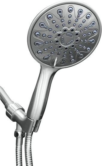 Elite Series: Chrome Finish Hand Held Rain Shower Head, Large 6 inch 6 Spray Setting Handheld Rainfall Showerhead, Long Stainless Steel Hose - Enjoy Comfort and Elegance (Chrome Polished)