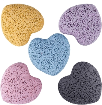 rockcloud Colorful Lava Rock Stone Heart Shape Pocket Stones Dyed Lava Rocks Aromatherapy Essential Oil Diffuser Set, 1.7 Inches, 5 Pcs