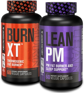 Burn XT Thermogenic Fat Burner & Lean PM Nighttime Weight Loss Supplement for Men & Women 60 Veggie Diet Pills