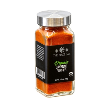 Organic Cayenne Pepper Powder - Gluten Free Ground Cayenne Pepper for Mexican and Indian Cooking - 1.7 oz French Jar - Organic Kosher, Non GMO & Keto Friendly Salmon Seasoning