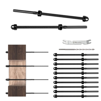 10Pack Black Cable Railing Kit Hand Swage Threaded Stud Tensioner for 1/8" Cable for 4x4 2x2 Wood Metal Post Deck Stair Cable Railing Hardware T316 Stainless Steel CR39