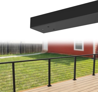 6'6" Pre-drilled Stainless Steel Handrail with Extension Connector End Cap for Easy Installation Black Flat Handrail for Cable Railing System, HT14 BP4