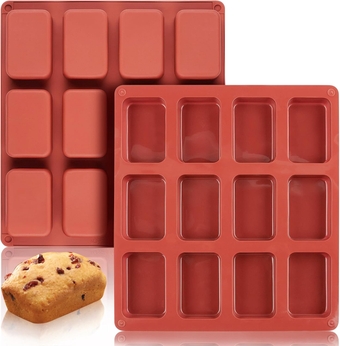 2 Pack Silicone Mini Loaf Pan, 12 Cavity Mini Bread Pan Nonstick Silicone Baking Molds for Brownie, Cornbread, Cheesecake & Cupcake