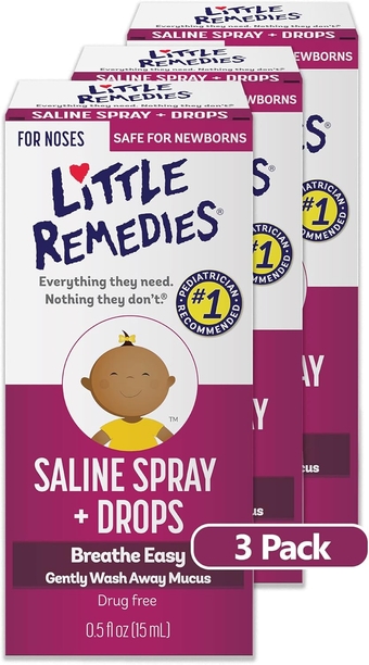 Saline Spray and Drops | Safe for Newborns | 0.5 Fl. Oz (Pack of 3)