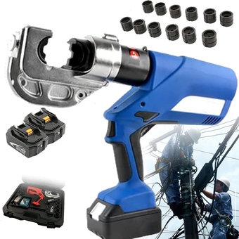 Rechargeable Hydraulic Crimping Pliers, Rechargeable Hydraulic Battery Crimpin Tools 350° Rotating Electric Hydraulic Cable Wire Crimper,Multifunctional Pliers Durable Pliers for Crimping 16-300mm²,Di