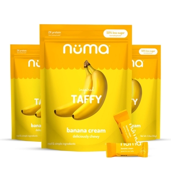Foods Banana Taffy Candy, Made with Real & Simple Ingredients: Low Sugar, High Protein, Low Calorie, All Natural & Gluten Free Banana Cream Taffy - 3 Bags with 10 Individually Wrapped Chews Each