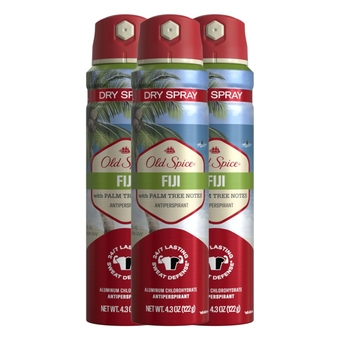 Men's Antipespirant & Deodorant Invisible Dry Spray, Fiji Scent, Fresher Collection, 4.3 oz (Pack of 3)