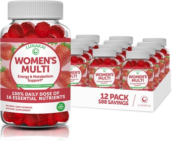 Multivitamin for Women Gummies - Tastiest Proprietary Formula - 100% Daily Value of 16 Essential Vitamins and Minerals (Vitamins A,B,C,D,E) Healthy,Non-GMO Chewable Womens Multivitamin Gummy - 12 Pack