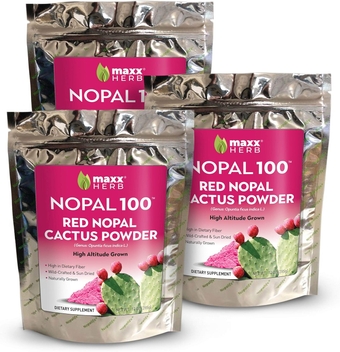 Red Nopal Cactus Powder, Prickly Pear Powder - for Digestion & Immune Support, High in Dietary Fiber, Vegan, Non-GMO & Gluten Free - 3 Bags, 10 Oz Each (84 Servings) - Save 15%