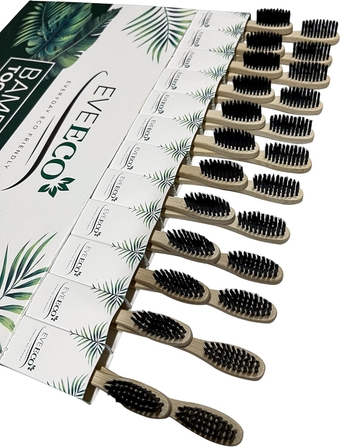 24 Count I Bamboo Toothbrush I Soft Bristles Best for Sensitive Gums I Charcoal I Vegan I Natural Wood I BPA Fee I Recyclable I Compostable I Biodegradable | Environmentally Friendly