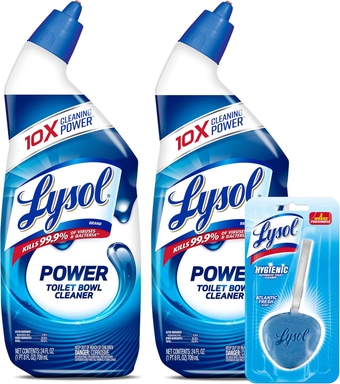 Power Toilet Bowl Cleaner Gel, For Cleaning and Disinfecting, Stain Removal, 24 Oz (Pack of 2) - With 1ct Auto In-The-Bowl Toilet Cleaner, Ocean Fresh