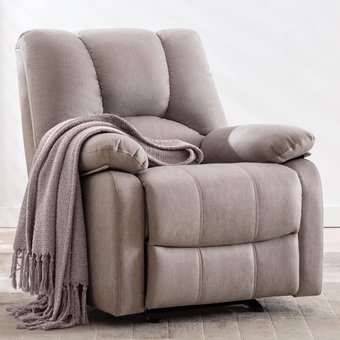 &  Power Recliner Chair for Adults, Fabric Electric Glider Reclining Chair for Living Room and Nursery, Upholstered Rocker Recliner with USB Port, Creamy Grey