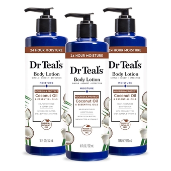 Body Lotion, Coconut Oil & Essential Oils, 18 fl oz (Pack of 3)