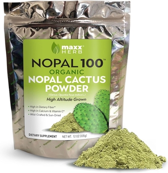 Organic Nopal Cactus Powder, for Healthy Digestion & Immune Support, High in Dietary Fiber, & Calcium, Vegan, Non-GMO and Gluten Free - 12 Oz Bag