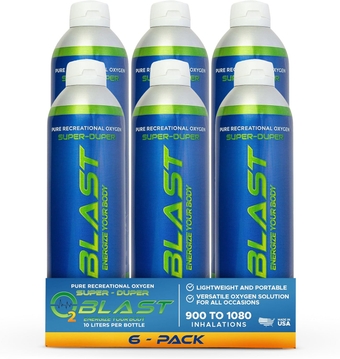 Oxygen Cans, 10 Liter 6 Pack 99.7% Pure Oxygen Canisters with Sanitary Flip Top Cap, Portable Supplemental Oxygen for Breathing & High Altitude, Reduce Recovery Time & increase Oxygen Levels.