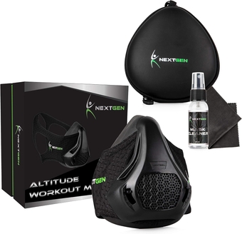 Nextgen Altitude Workout Mask Cardio Breathing & Respiratory Strength Trainer 24 Oxygen Deprivation Levels, 8 Replaceable Carbon Filters Sport Elevation Vented Respirator for Athletes