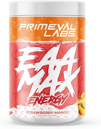 EAA Max Energy | Pre or Post Workout Muscle Recovery | BCAAs, EAAs, Electrolytes | Supports Hydration & Performance | Keto Friendly | 30 Servings (Strawberry Mango)