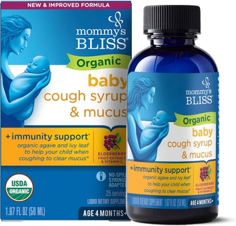 Organic Baby Cough Syrup and Mucus + Immunity Support, Contains Organic Agave and Ivy Leaf, Made for Babies 4 month+, 1.67 Fluid Ounces