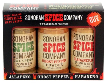 Ghost Pepper, Habanero, Jalapeno Powder Hot Box