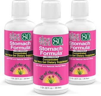 Stomach Formula, Aloe Vera 80 Gel - Concentrated Aloe Vera Juice with Slippery Elm, Chamomile, Peppermint, and Ginger for Gut Health, Heartburn, Acid Reflux, 32 Oz (Pack of 3)