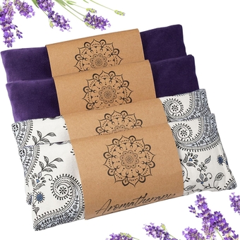 Eye Pillow Yoga Meditation Accessories Lavender Aromatherapy Weighted Eye Mask for Sleeping, Yoga, Meditation, Self Care Relaxation Gifts for Women Mom (White&Purple)