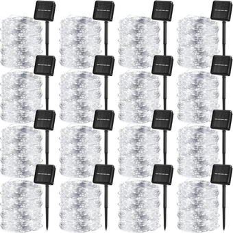 16 Pcs Solar String Lights Outdoor Solar Fairy Lights 736 ft 1920 LED Solar Powered Fairy Lights Waterproof with 8 Mode Decoration Copper Wire Lights for Christmas Party Patio Yard Wedding