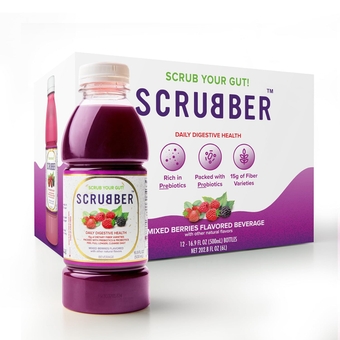 Fiber-Infused Fruit Juice w/Probiotics + Prebiotics for Daily Digestive Health, Immune Support, Regularity & Weight. 16.9 OZ Natural Beverage, Mixed Berries, 12-Pack