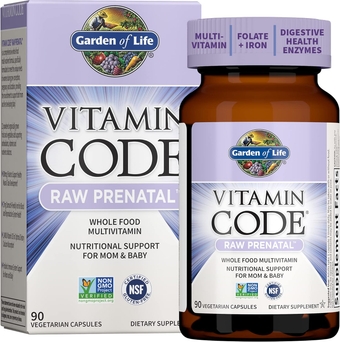 Vitamin Code Raw Whole Food Prenatal Multivitamin with Iron, Folate not Folic Acid, Best Vegetarian Gluten Free Prenatals for Women, 90 Count