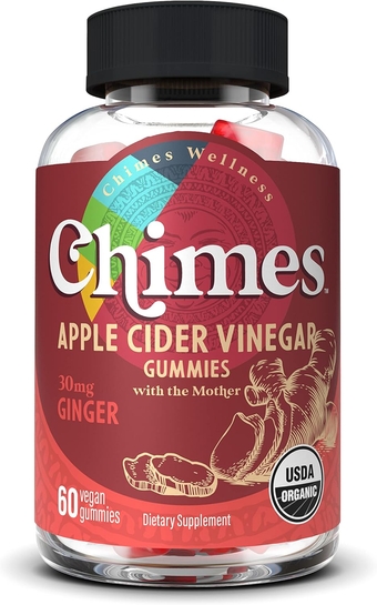 Apple Cider Vinegar Gummies + Ginger — Organic ACV Gummies (USA Made, 1,000mg & 60mg Ginger per 2-Gummies) ACV w/Mother Ginger Gummies - 60 Count