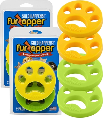 FurZapper Pet Hair Remover for Laundry, 4 Count - Reusable Dog & Cat Hair Remover Tool As Seen on Shark Tank - Removes Pet Fur, Hair, Lint, Dander from Clothes & Laundry - One FurZapper Per Pet