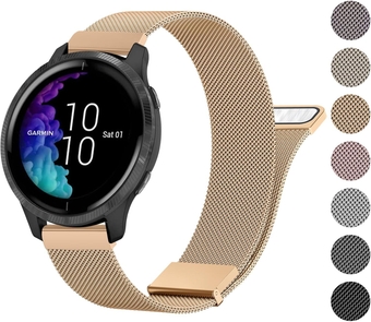 Metal Band Compatible with Garmin Venu 2 Plus / Venu Sq / Venu / Vivoactive 3 Watch Band Women Men, Stainless Steel Replacement Strap for Garmin Vivomove Sport, Vivoactive 3 Music, Forerunner 645 / 245 Music Smart Watch
